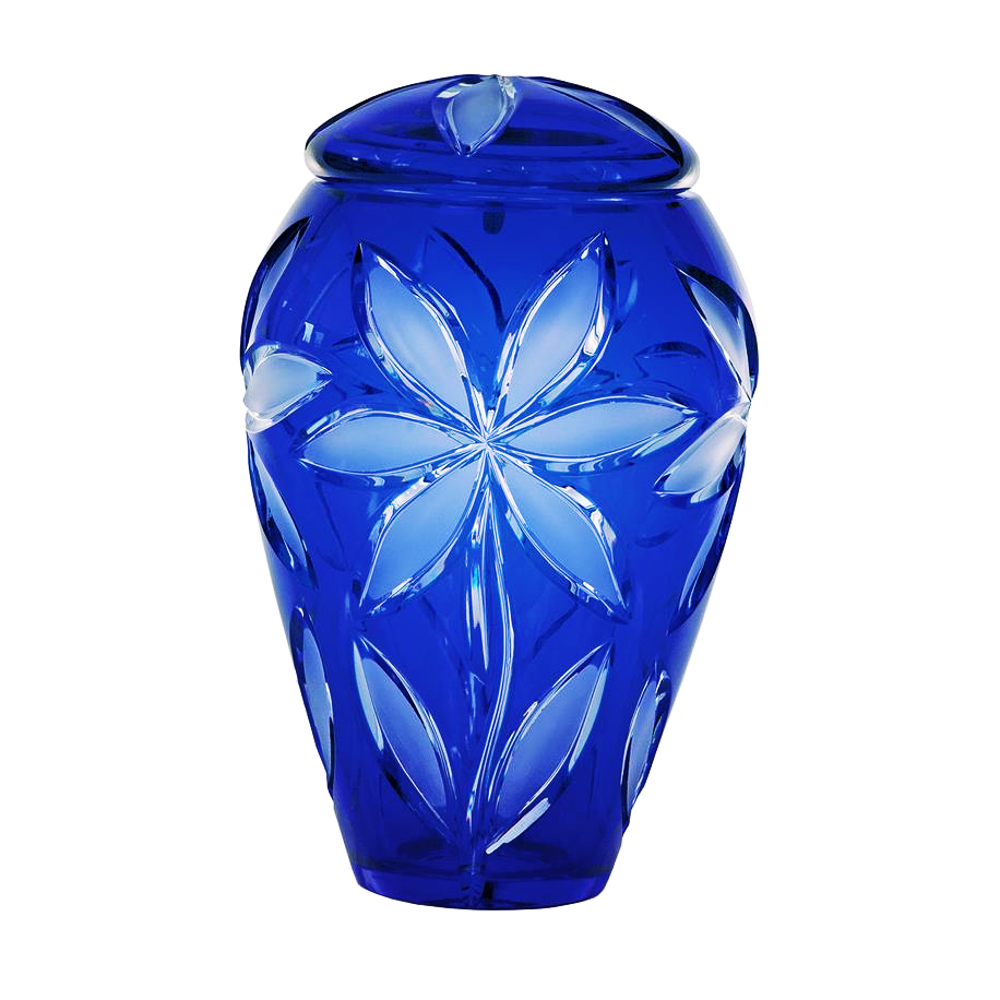 Fleurs Bleu crystal cremation urn
